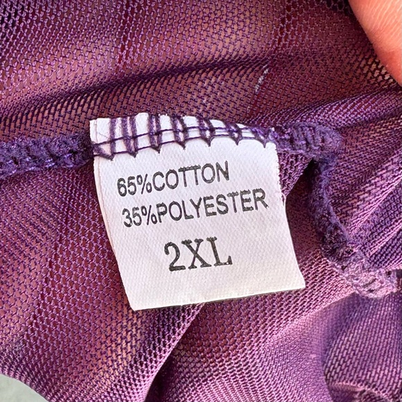 Womens Sheer Mesh Babydoll Mini Slip Dress Sequins Embroidery Purple Sexy 2XL - Picture 7 of 9
